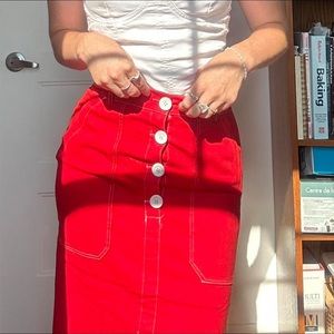 Red midi skirt